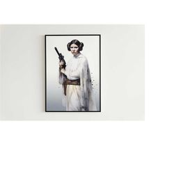 princess leia watercolor painting - star wars digital print, princess leia wall art, star wars painting - instant downlo