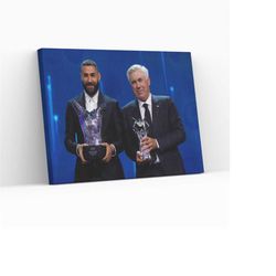 karim benzema carlo ancelotti soccer legends champion real madrid fan gift mancave ready wallhanging canvas wall art pri