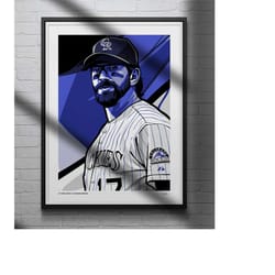todd helton poster colorado rockies baseball illustrated art print