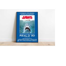 jaws / jaws poster / steven spielberg / minimalist movie poster / vintage retro art print / custom poster / wall art pri