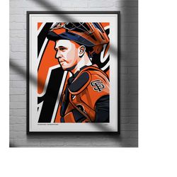 buster posey poster san francisco giants baseball illustrated art print