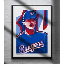 nolan ryan poster texas rangers baseball illustrated art print