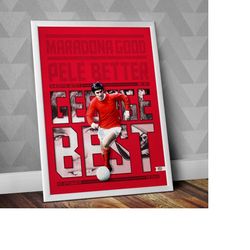 george best mufc print / george best poster / / manchester united fc / red devils art / football poster / football pri