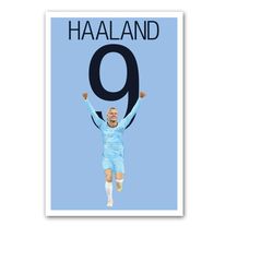 erling haaland poster - manchester city art poster - norwegian soccer print - unframed football print - soccer decoratio