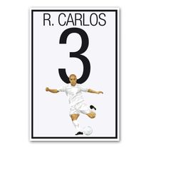 roberto carlos poster - real madrid - brazilian soccer poster- roberto carlos print - unframed soccer poster - real madr