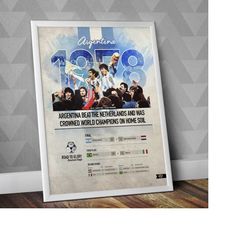 1978 world cup winners / argentina national team / argentina 1978 / argentina poster / argentina print / soccer print /