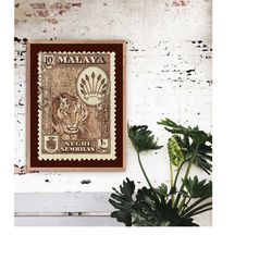 tiger stamp photography fine art print vintage poster, philately postage, wall hangings, home decor gift