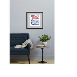 America White House Flag Stamp Photography Fine Art Print Poster, Philately Postage, Home Decor, Gift ideas, Wall Hangin
