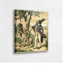 the hare and the hedgehog, grimm's fairy tales, gustav ss, fairy tale canvas, wall art decoration poster