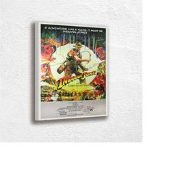 indiana jones movie poster print canvas, the temple of doom, vintage poster 1981, modern art, abstract art, wall art dec