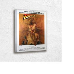 indiana jones movie poster print canvas, raiders of the lost ark, vintage poster 1981, modern art, abstract art, wall ar