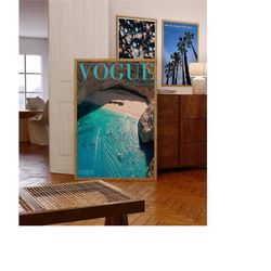 vogue magazine poster, boat poster, vogue art, beach wall art, summer beach house poster, ocean poster, trendy summer pr