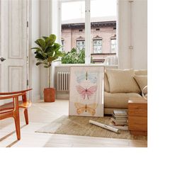 butterfly wall art, trendy boho pastel art, preppy apartment decor, aesthetic minimalist butterfly wall art, aesthetic b