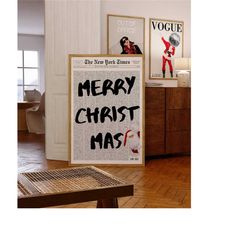 festive christmas newspaper headline poster, cheeky santa poster, christmas posters, merry christmas wall art, festive n