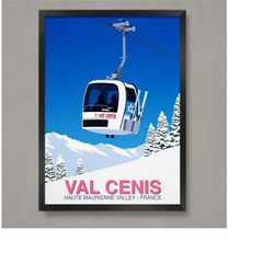 val cenis ski poster, ski resort poster, ski print , snowboard poster, ski gifts, ski poster