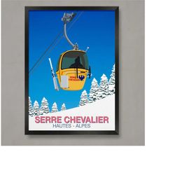 serre chevalier ski poster, ski resort poster, ski print , snowboard poster, ski gifts, ski poster