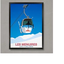 les menuires vintage ski poster, ski resort poster, ski print , snowboard poster, ski gifts, ski poster