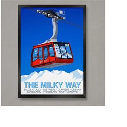 the milky way ski poster, ski resort poster, ski print , snowboard poster, ski gifts, ski poster