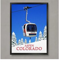 aspen colorado vintage ski poster, ski resort poster, ski print , snowboard poster, ski gifts, ski poster