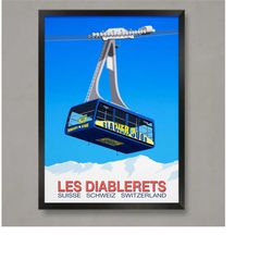 les diablerets glacier 3000 ski poster, ski resort poster, ski print , snowboard poster, ski gifts, ski poster
