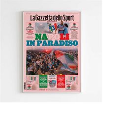 napoli 2022 / 2023 seria a champions newspaper front cover poster, football club print, magazine front page naples fc po