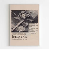 tiffany & co jewels advertising poster, 70's style print, ad wall art, vintage design magazine, retro advertisement, lux