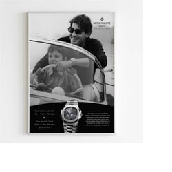 patek philippe geneva watch advertising poster, vintage design magazine, 90's style print, ad wall art, retro advertisem