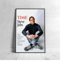steve jobs poster, think different apple canvas wall art print, time magazine photo