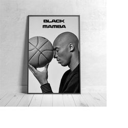 kobe bryant poster, black mamba mentality, basketball nba lakers canvas wall art print