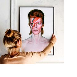 david bowie ziggy stardust poster, music icon canvas wall art print, music home decor