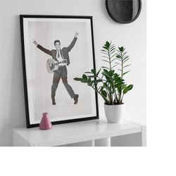 elvis presley poster, rock and roll on stage canvas wall art, rock music print