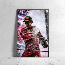 charles leclerc poster, ferrari f1 print, formula 1 canvas wall art, sports poster