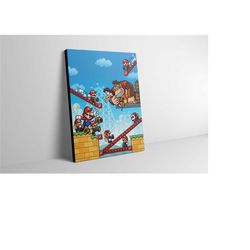 mario vs donkey kong canvas wall art - mario poster - mario print - mario artwork - mario painting - mario wall decor -