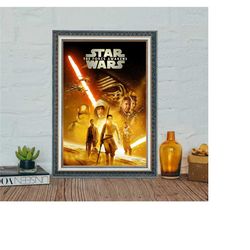 star wars the force awakens movie poster, classic movie star wars poster, canvas cloth photo print