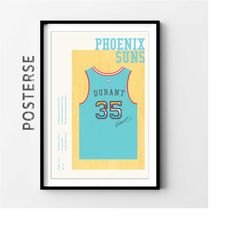 phoenix suns shirt kevin durant jersey poster, nba poster, basketball wall art, trendy sports decor, basketball fan gift