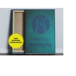 seattle mariners ,mlb poster, minimalist baseball poster, baseball coach gift, digital printable, sports home decor, bas