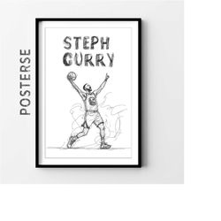 stephen curry golden state warriors one line art nba wall art, cool posters, basketball coach gift, motivational decor,