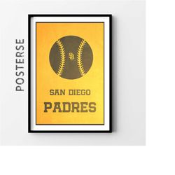 san diego padres ,mlb poster, minimalist baseball poster, baseball coach gift, digital printable, sports home decor, bas