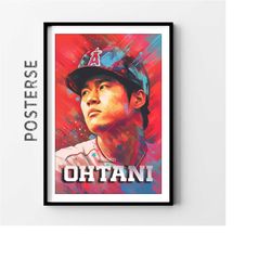 shohei ohtani poster, angeles angels canvas, mlb poster, minimalist baseball poster, sports fan gift, digital printable
