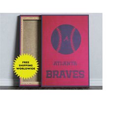 atlanta braves, mlb poster, minimalist baseball poster, baseball coach gift, digital printable, sports home decor, baseb
