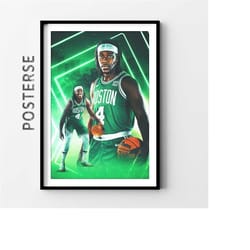 jrue holiday boston celtics nba posters, trendy posters, basketball wall art, man cave decor, sports fan gift, digital
