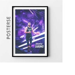 sacramento kings domantas sabonis nba posters, basketball wall art, basketball coach gift, digital print, wrapped canvas