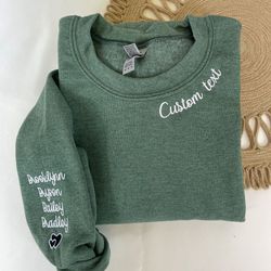 custom text embroidered sweatshirt, custom mama grandma or any text shirt, embroidered t-shirt, embroidered hoodie