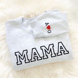 personalized mama embroidered sweatshirt, custom text shirt, embroidered t-shirt, embroidered hoodie