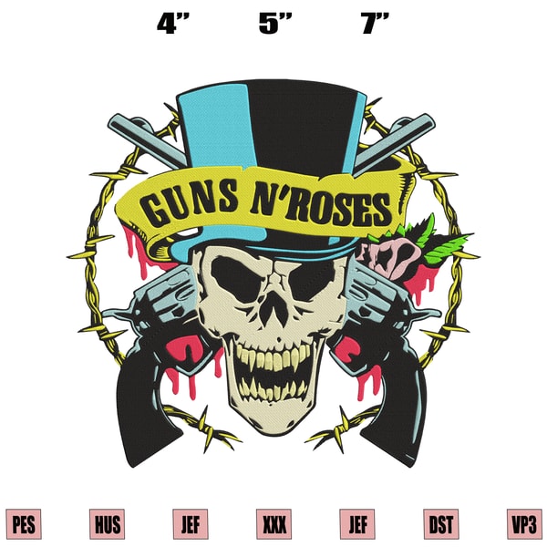 Guns N Roses Logo Rock Band Embroidery Design Download File | Inspire ...