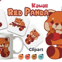 kawaii red panda. t-shirt, png, svg.