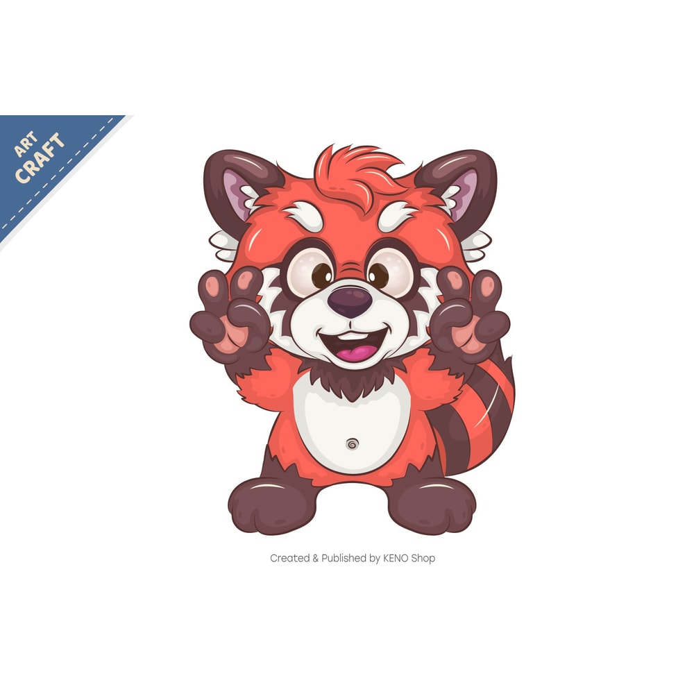 Cartoon Red Panda Peace Love TShirt PNG SVG 1