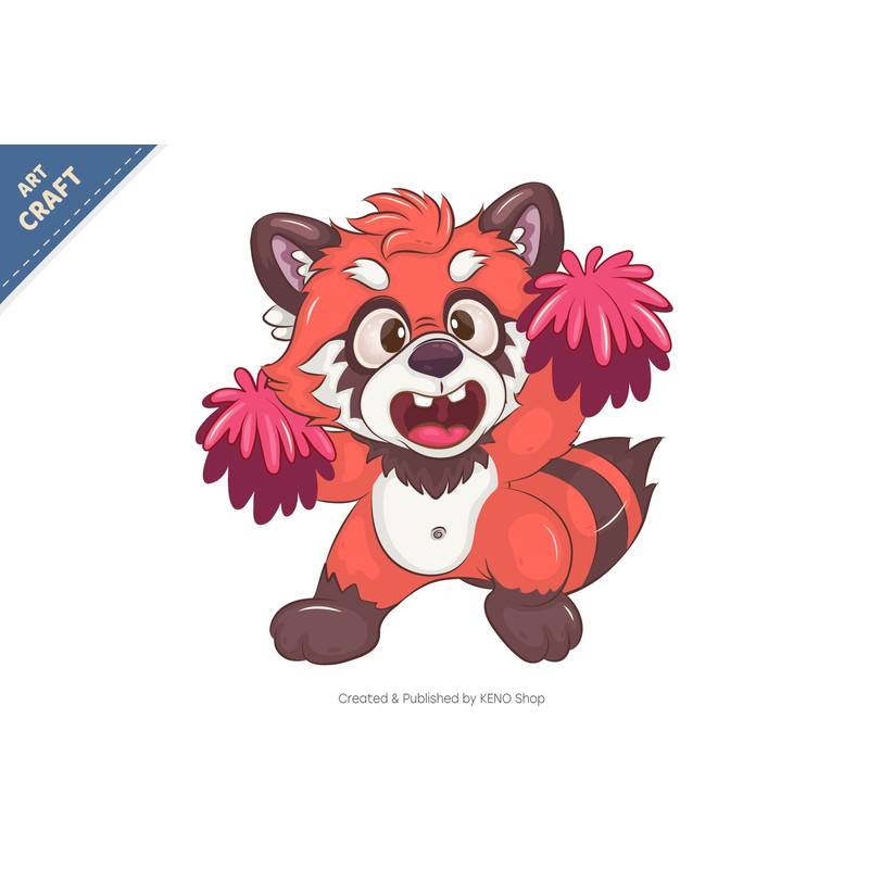 Cheerleader Red Panda Cartoon TShirt PNG SVG 1