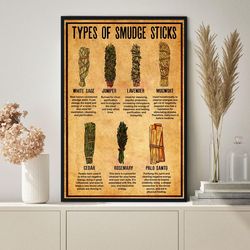 types of smudge sticks witch witchcraft poster home decor