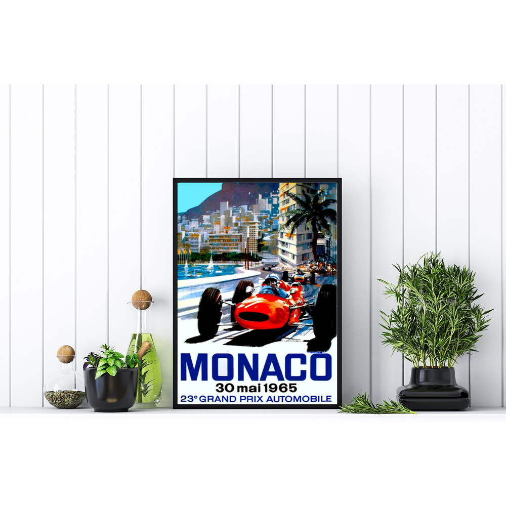 Vintage Monaco Grand Prix Auto Racing Print Poster.jpg